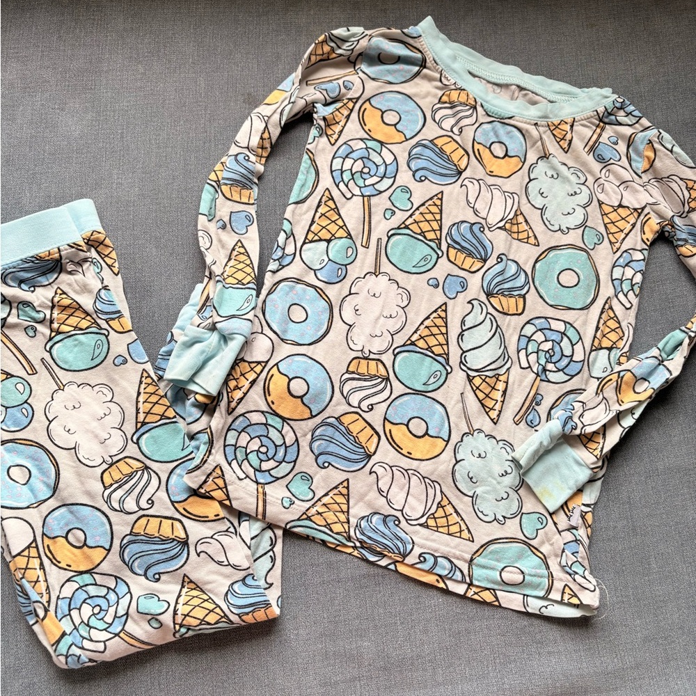 Little Sleepies Pastel Sweets Pajama Set - Light Blue & Yellow